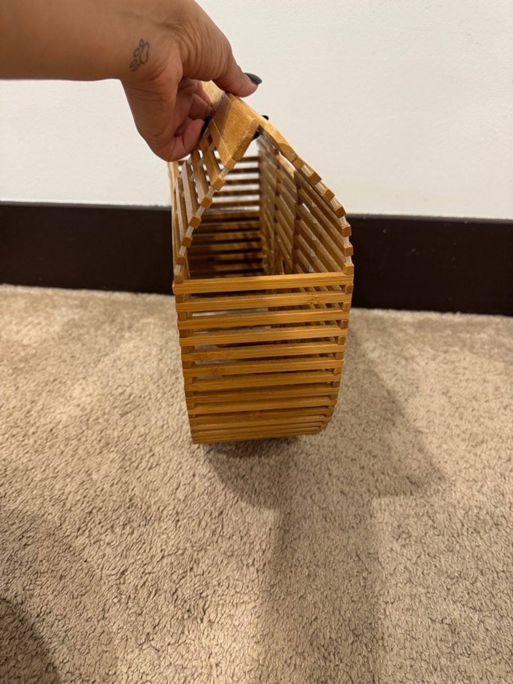 Half-Moon Bamboo Cage Handbag - Natural Brown - Picture 3 of 3